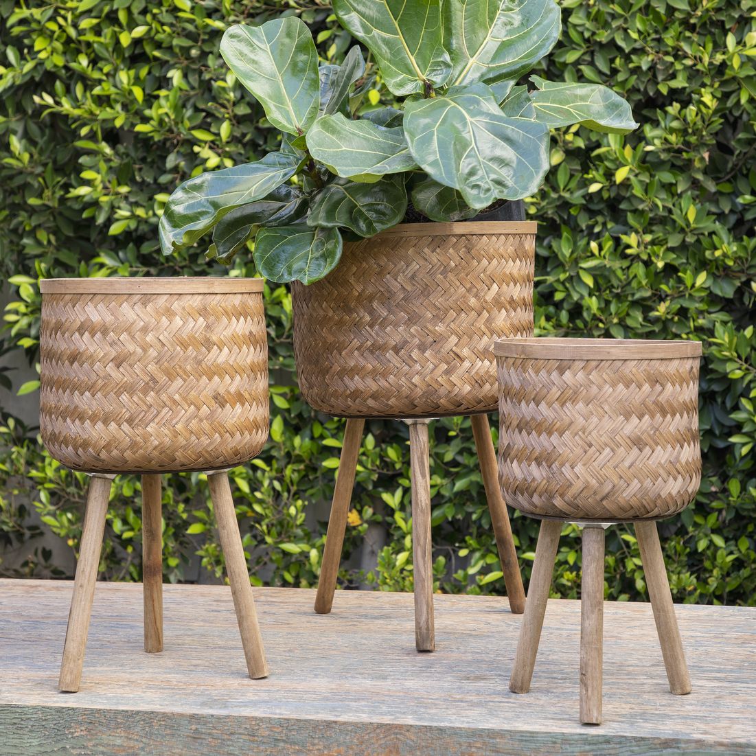 Sagebrook™ Bamboo Planters (Set Of 3) - Brown