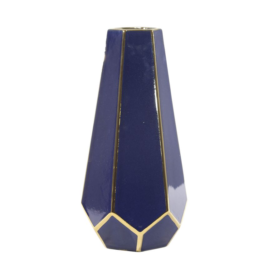 Sagebrook - 11" Faceted Vase in Blue/Gold