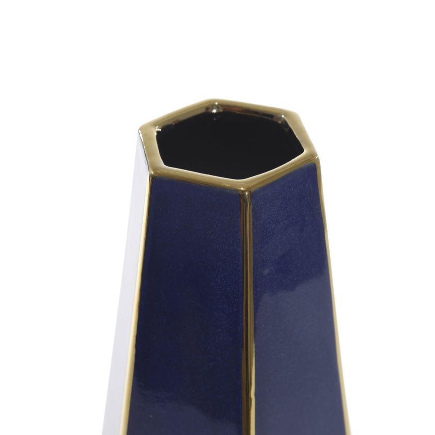 Sagebrook - 11" Faceted Vase in Blue/Gold