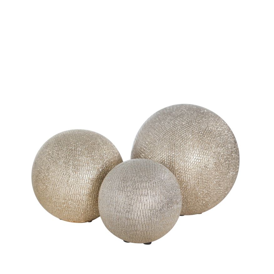 Sagebrook 6"/5"/4" Ceramic Orbs (Set Of 3) - Champagne