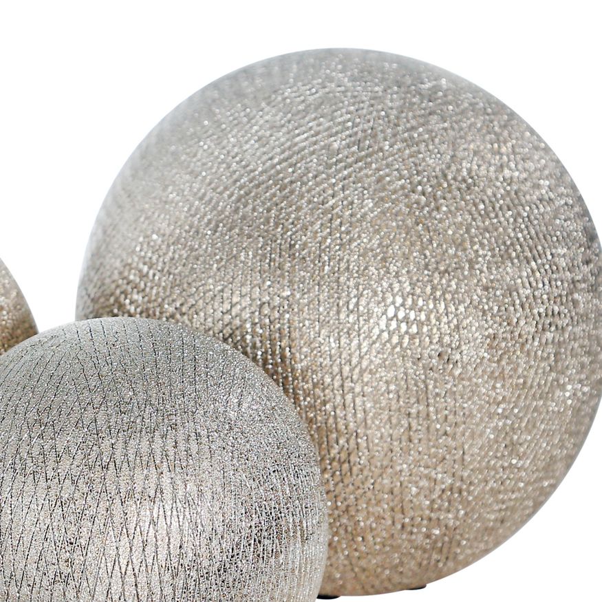 Sagebrook 6"/5"/4" Ceramic Orbs (Set Of 3) - Champagne