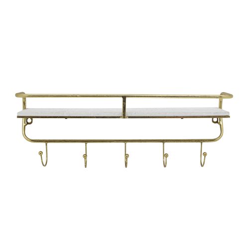 Sagebrook Metal/Wood 5 Hook Large Wall Shelf