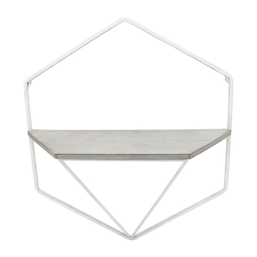 Sagebrook Metal/Wood Hexagon Wall Shelves (Set Of 3) - White/Gray