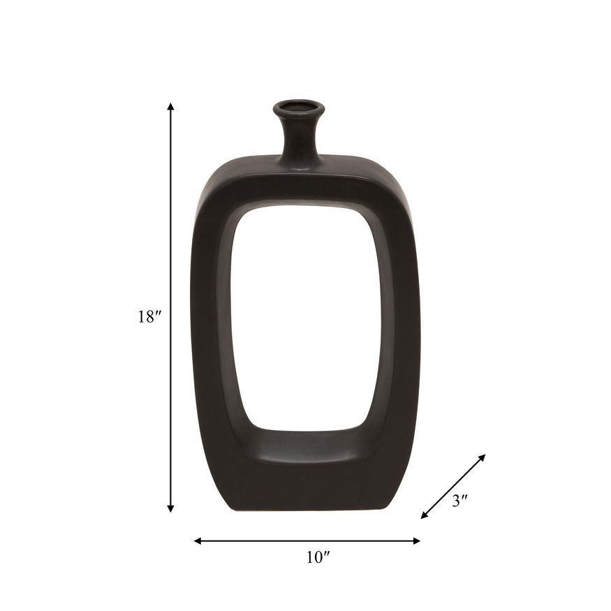 Sagebrook 18" Ceramic Vase With Cut-out - Black