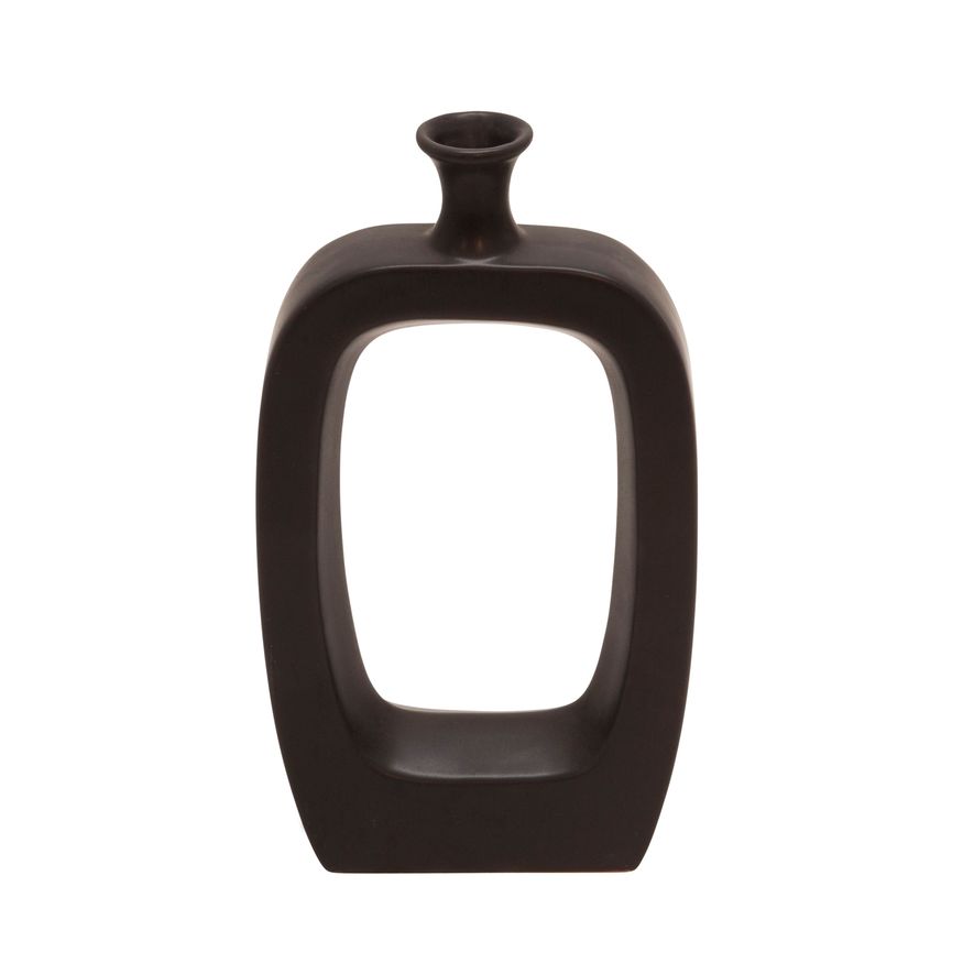 Sagebrook 14" Ceramic Vase With Cut-out - Black