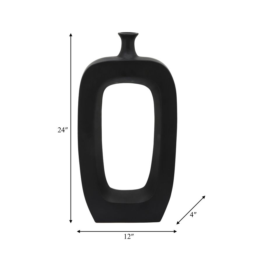 Sagebrook 24" Ceramic Vase With Cut-out - Black