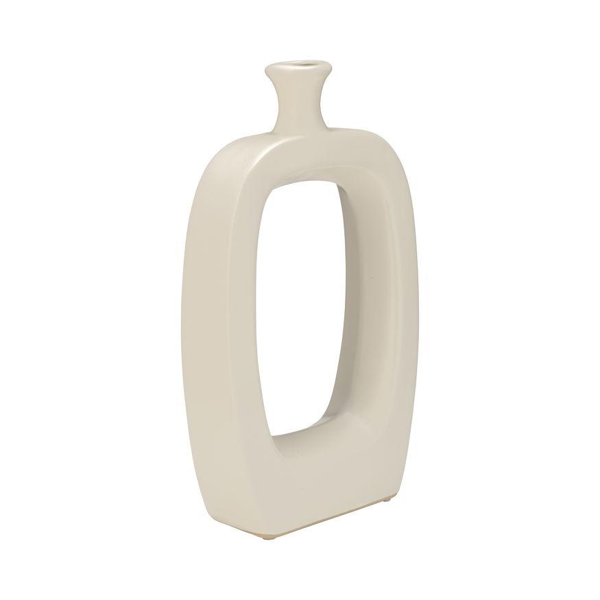 Sagebrook 14" Ceramic Vase With Cut-out - Cream