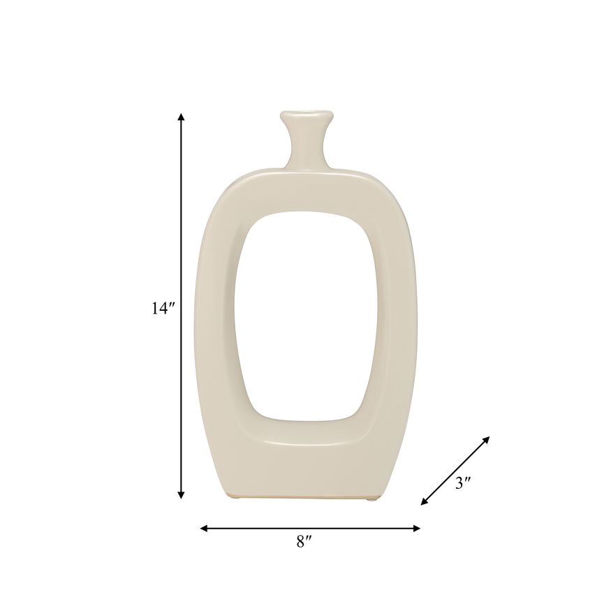 Sagebrook 14" Ceramic Vase With Cut-out - Cream