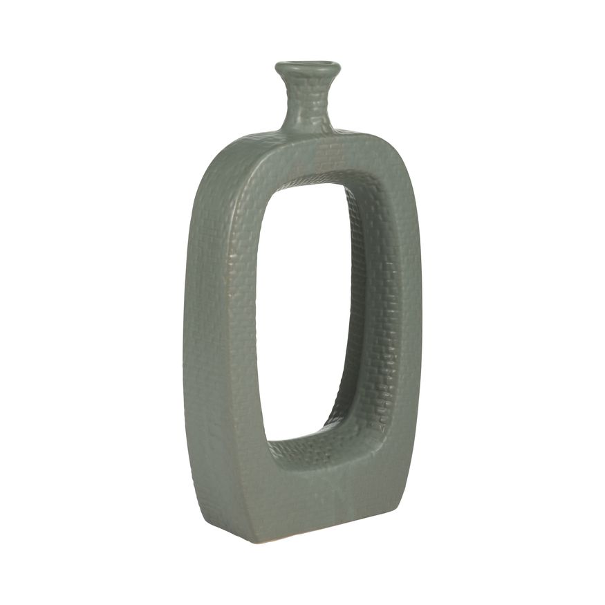 Sagebrook 14" Ceramic Vase With Cut-out - Green