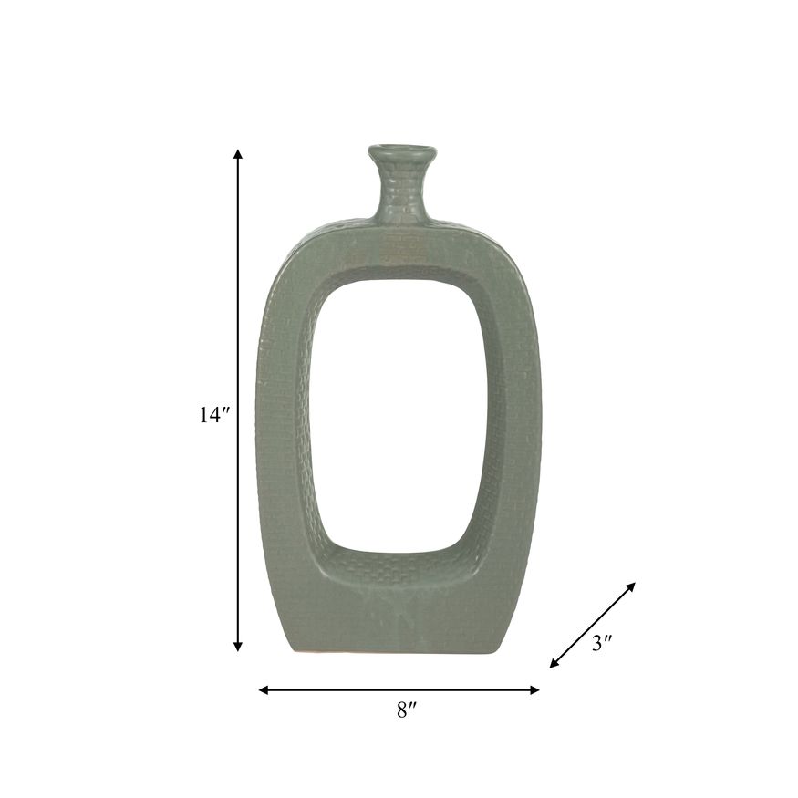 Sagebrook 14" Ceramic Vase With Cut-out - Green