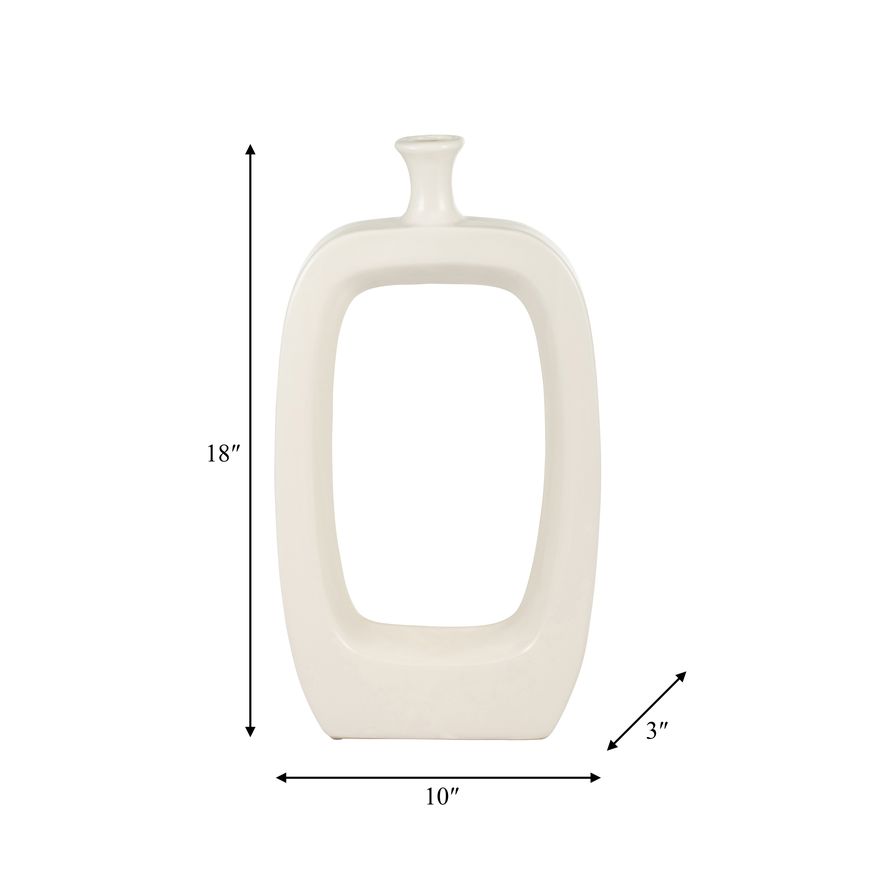 Sagebrook 18" Ceramic Vase With Cut-out - Cream