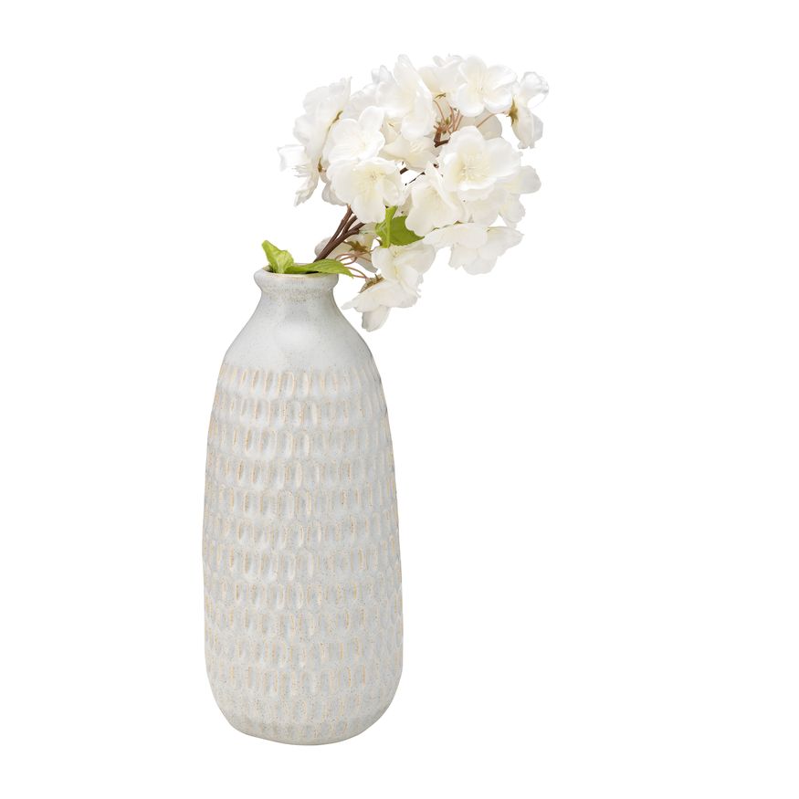 Sagebrook 12" Ceramic Dimpled Vase - Oatmeal