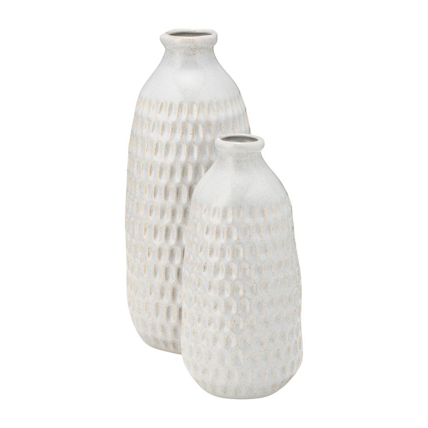 Sagebrook 12" Ceramic Dimpled Vase - Oatmeal