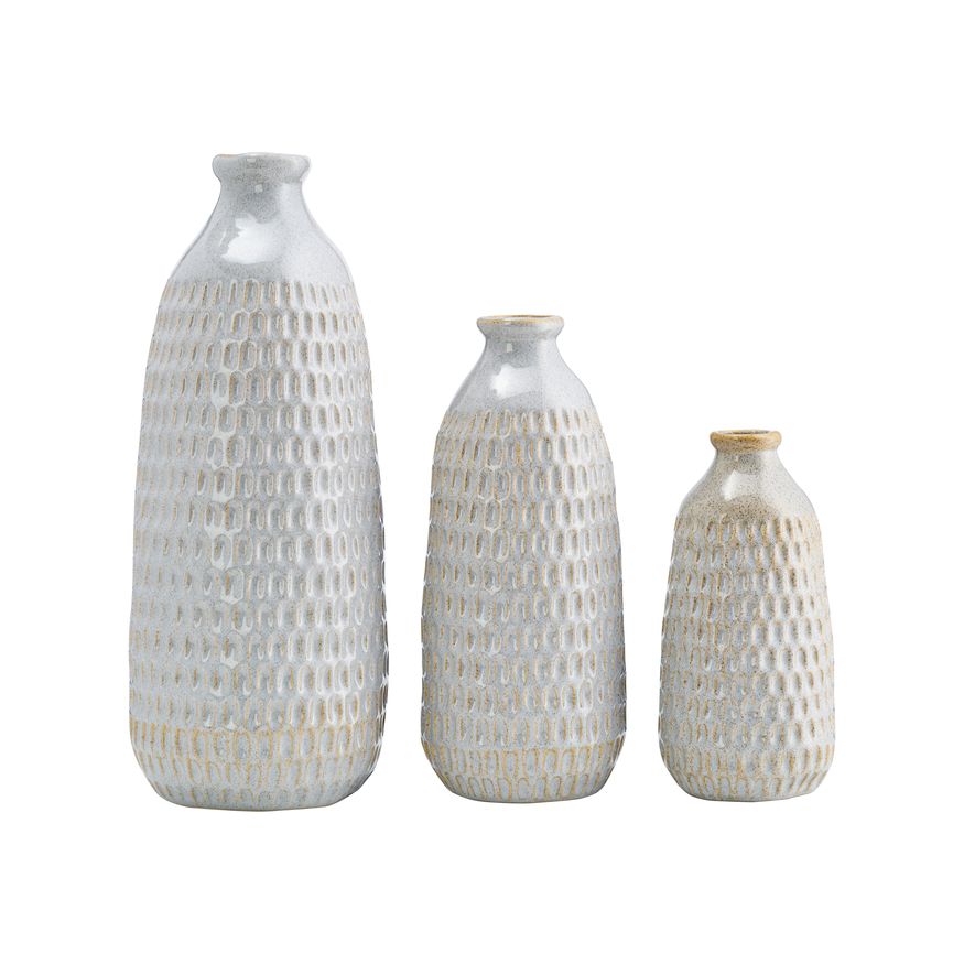 Sagebrook 9" Ceramic Dimpled Vase - Oatmeal