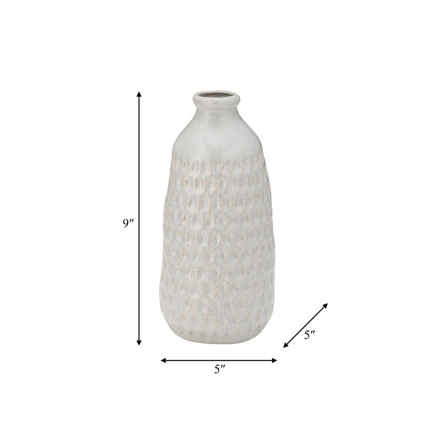 Sagebrook 9" Ceramic Dimpled Vase - Oatmeal