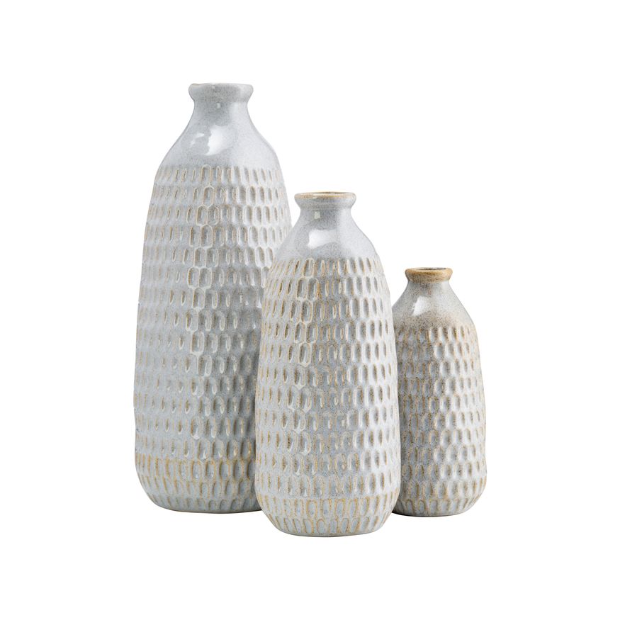 Sagebrook 9" Ceramic Dimpled Vase - Oatmeal