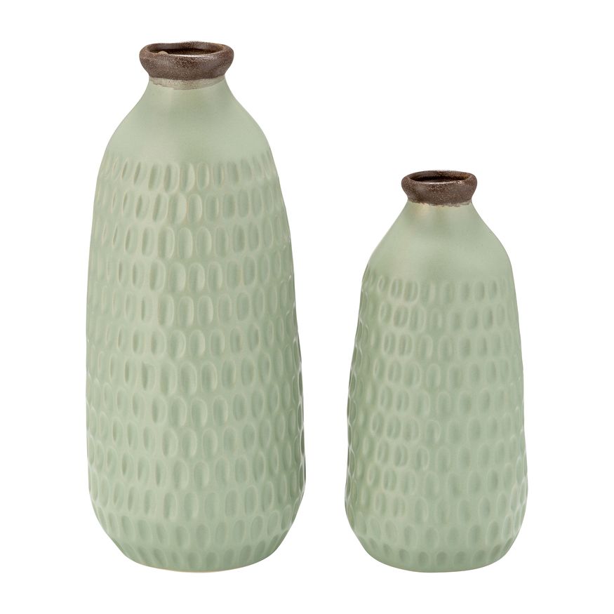 Sagebrook 9" Ceramic Dimpled Vase - Green