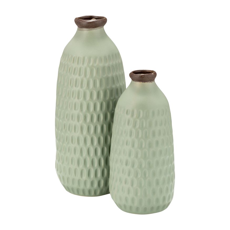 Sagebrook 9" Ceramic Dimpled Vase - Green