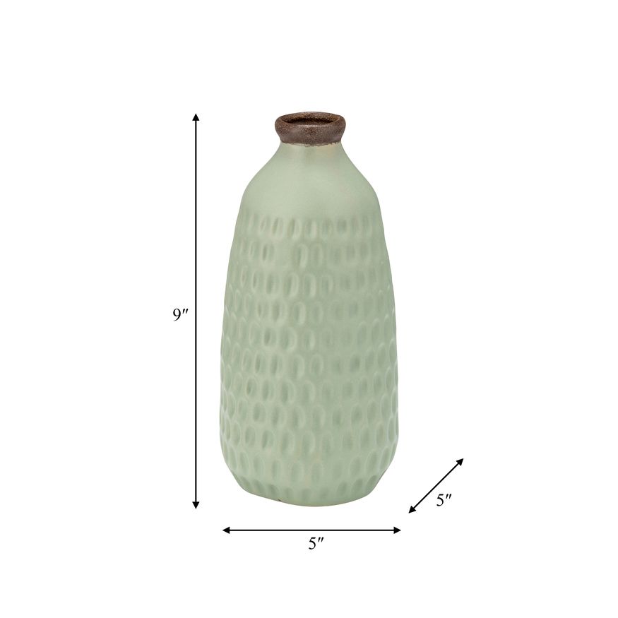 Sagebrook 9" Ceramic Dimpled Vase - Green