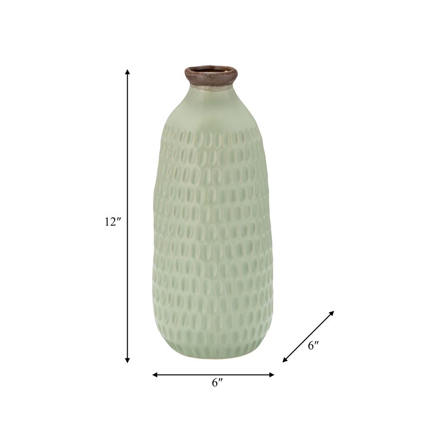 Sagebrook 12" Ceramic Dimpled Vase - Green