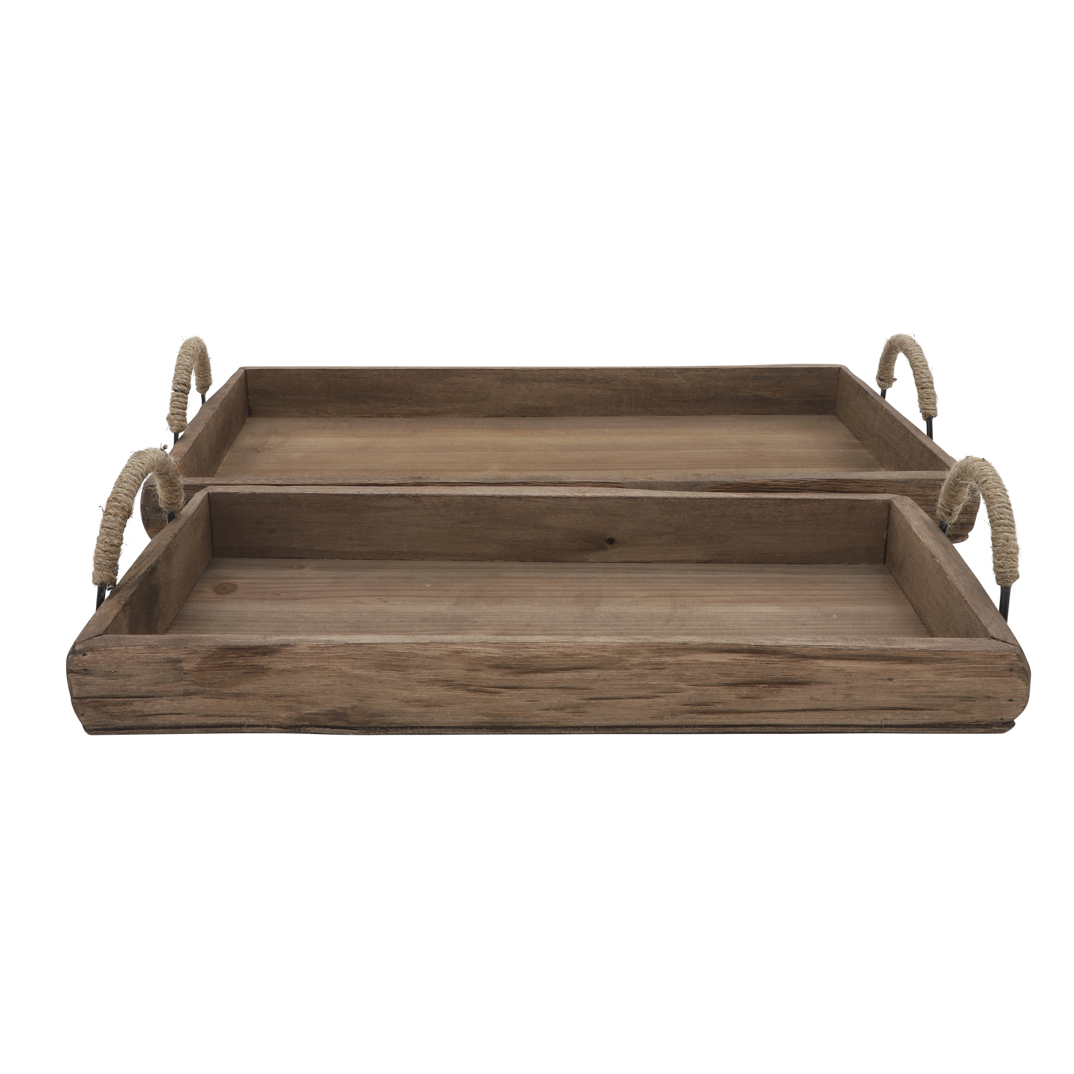 Sagebrook Wood Trays (Set Of 2) - Brown