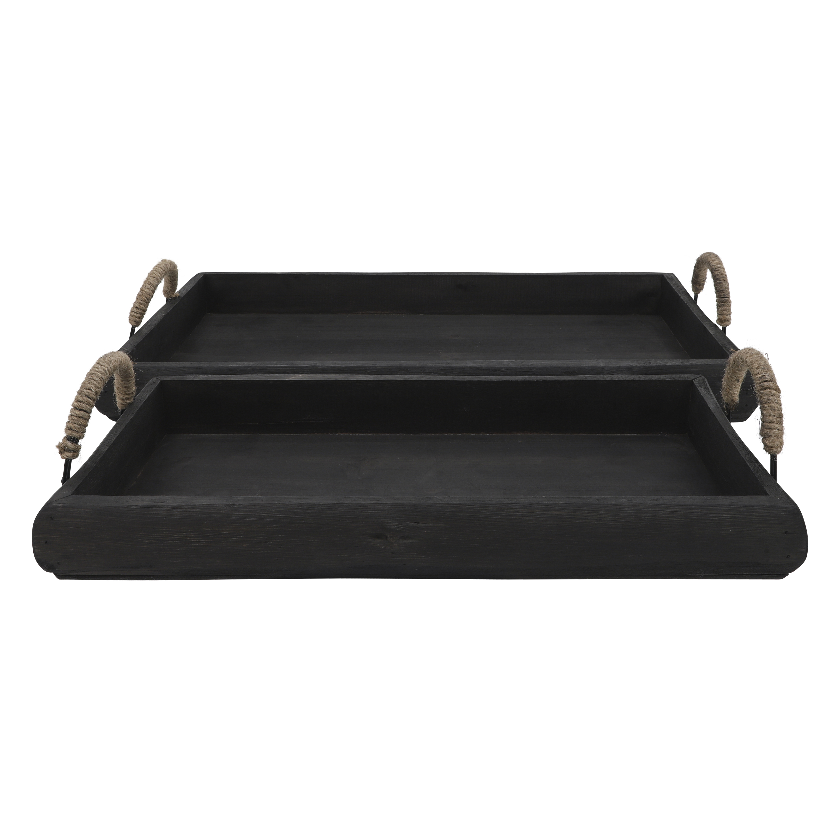 Sagebrook Wood Trays (Set Of 2) - Black