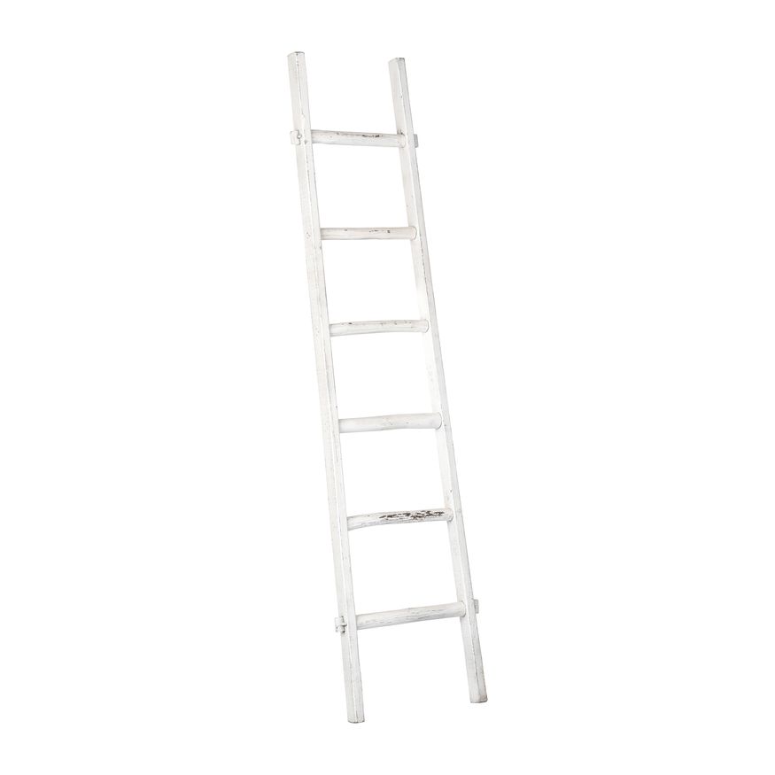 Sagebrook 76" Wooden Decorative Ladder - White