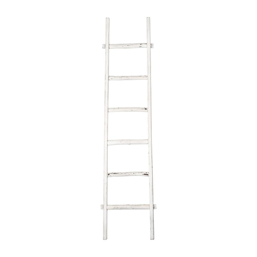 Sagebrook 76" Wooden Decorative Ladder - White