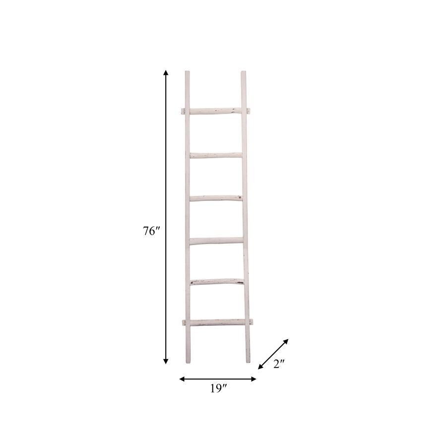 Sagebrook 76" Wooden Decorative Ladder - White