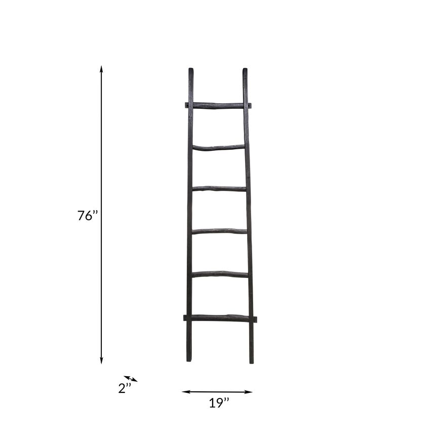 Sagebrook 76" Wooden Decorative Ladder - Black