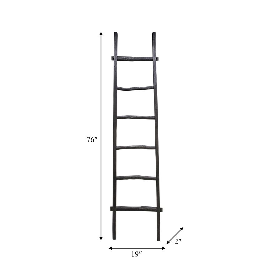 Sagebrook 76" Wooden Decorative Ladder - Black