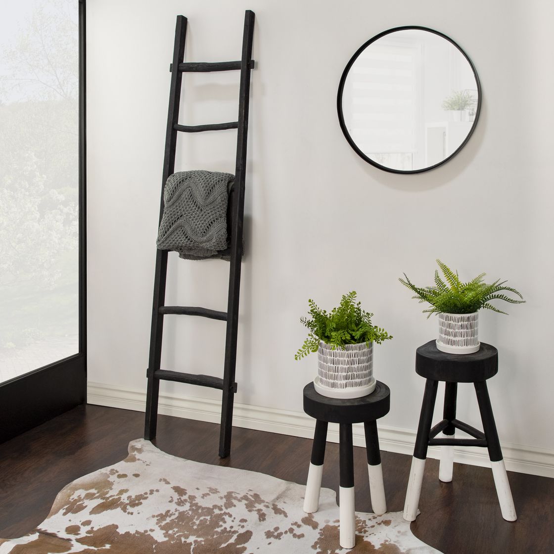 Sagebrook 76" Wooden Decorative Ladder - Black