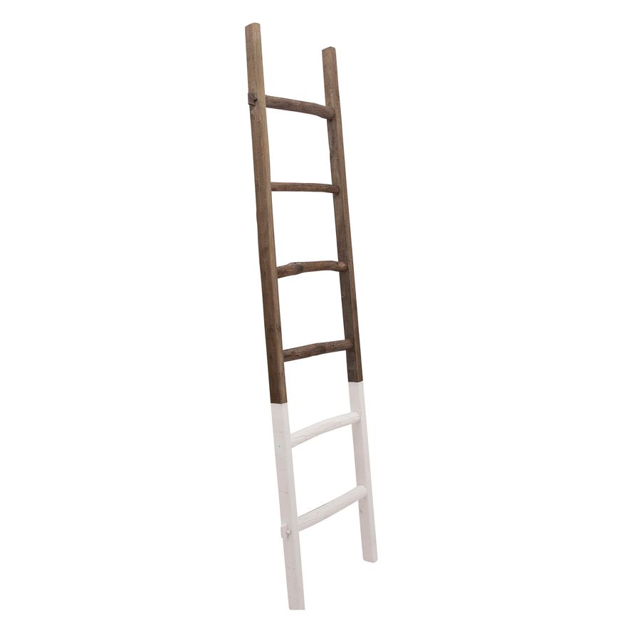 Sagebrook 76" Wooden Decorative Ladder - White/Brown