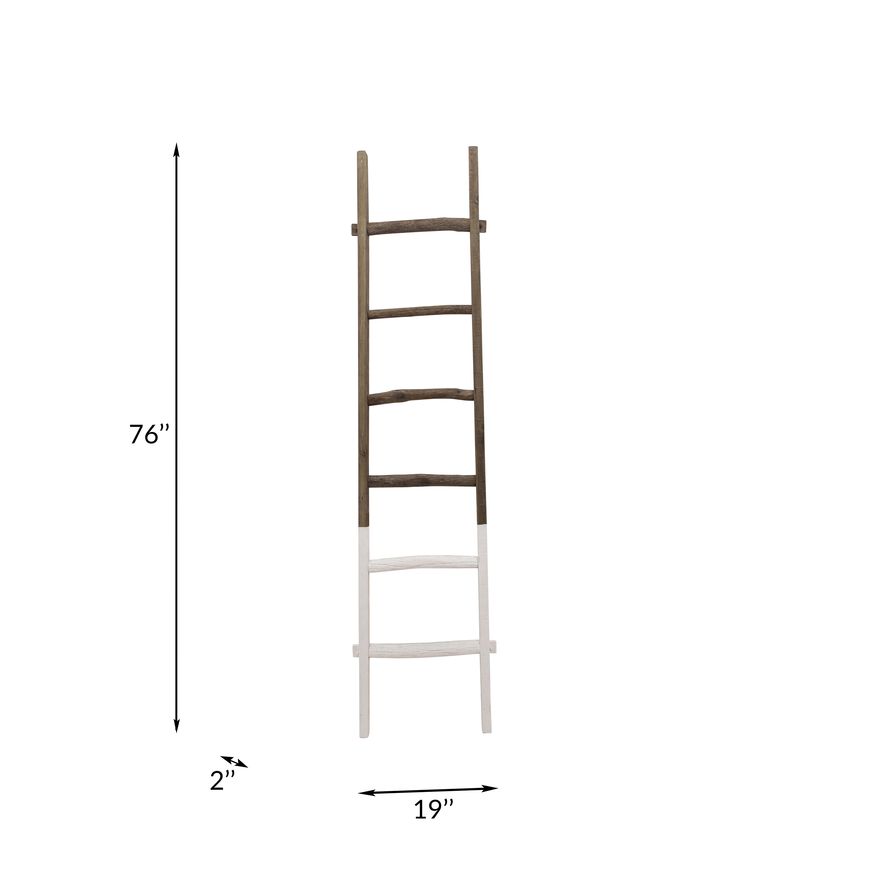 Sagebrook 76" Wooden Decorative Ladder - White/Brown