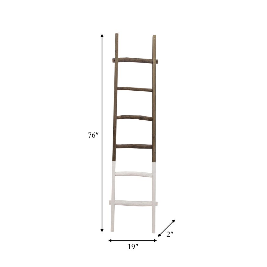 Sagebrook 76" Wooden Decorative Ladder - White/Brown