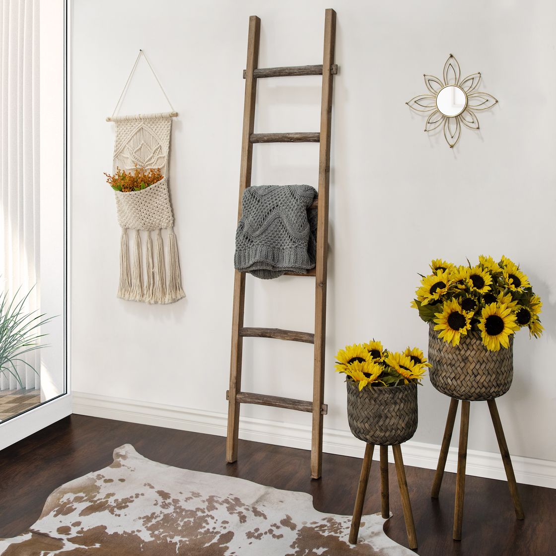 Sagebrook 76" Wooden Decorative Ladder - Brown