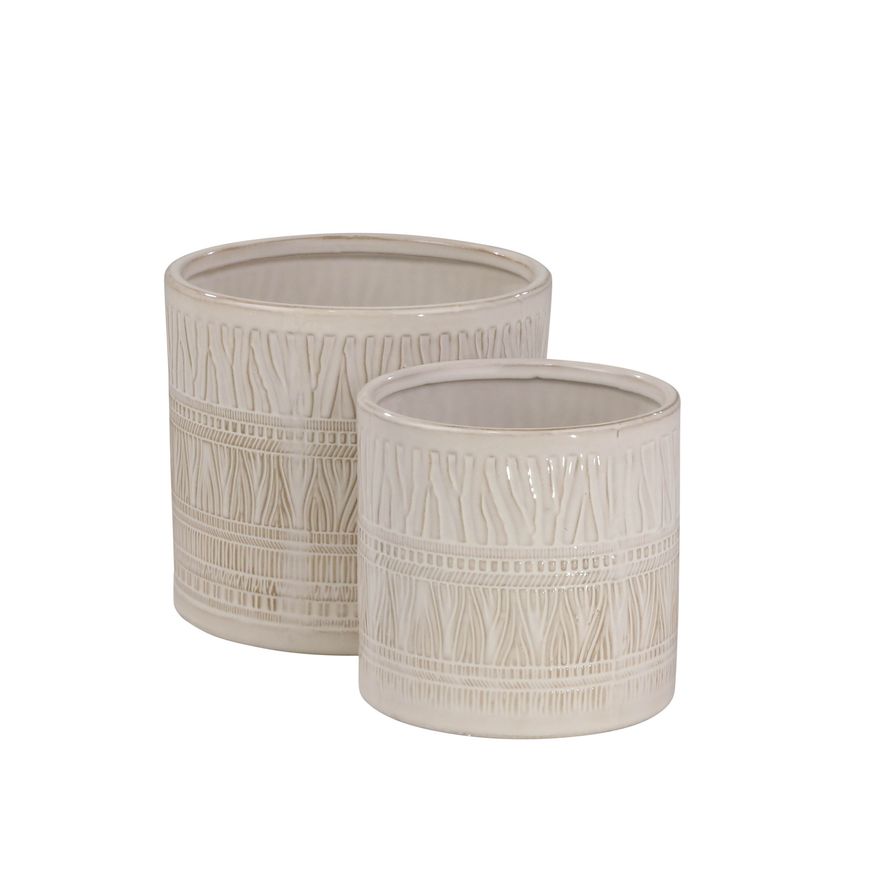 Sagebrook 5"/7" Ceramic Planters (Set Of 2) - White