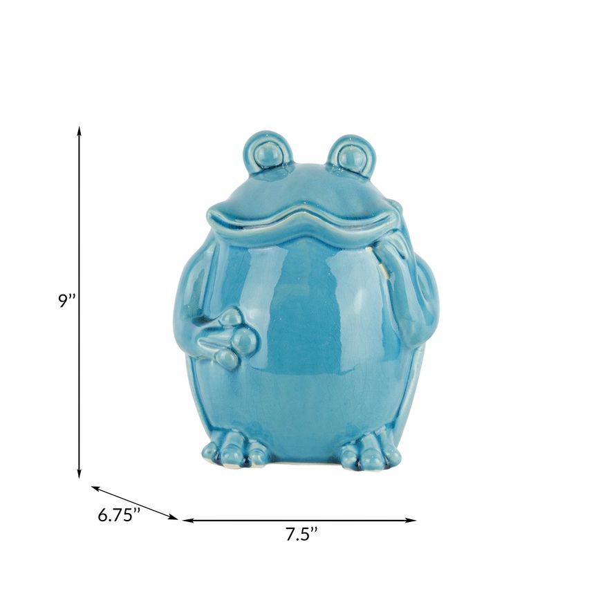 Sagebrook 9" Ceramic Standing Frog - Teal