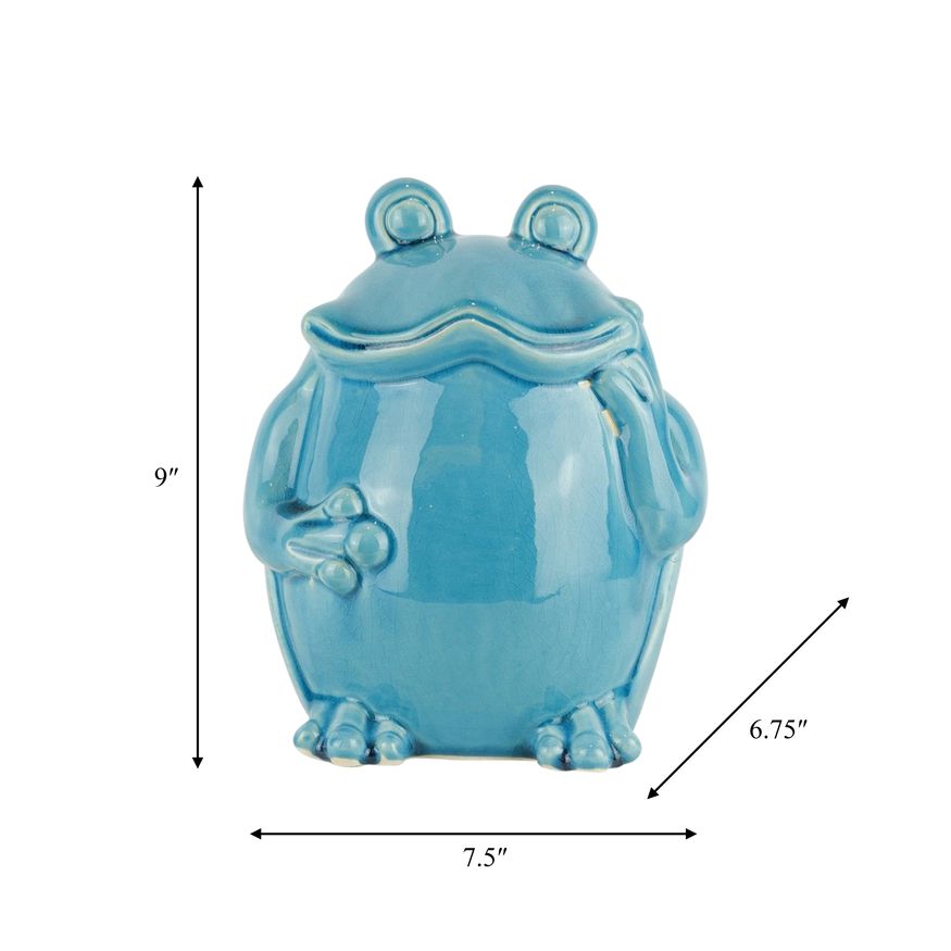 Sagebrook 9" Ceramic Standing Frog - Teal