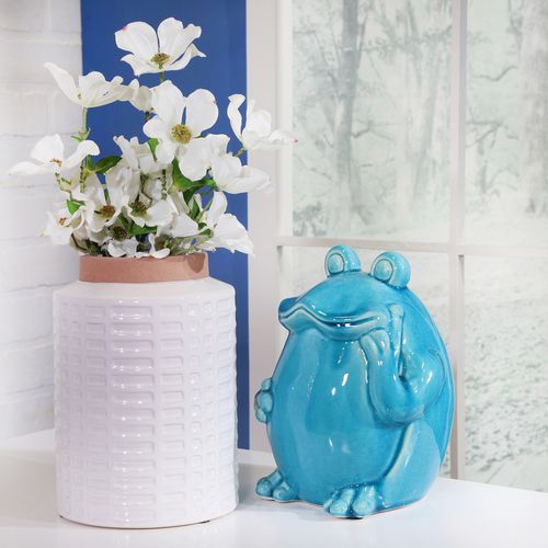 Sagebrook 9" Ceramic Standing Frog - Teal