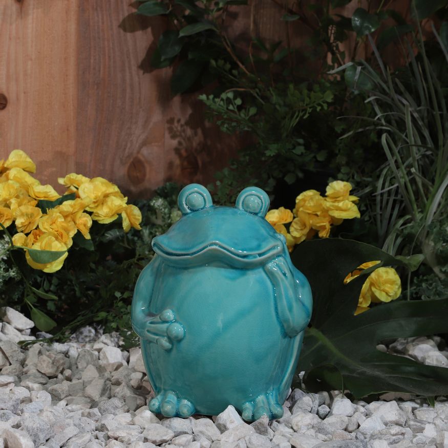 Sagebrook 9" Ceramic Standing Frog - Teal