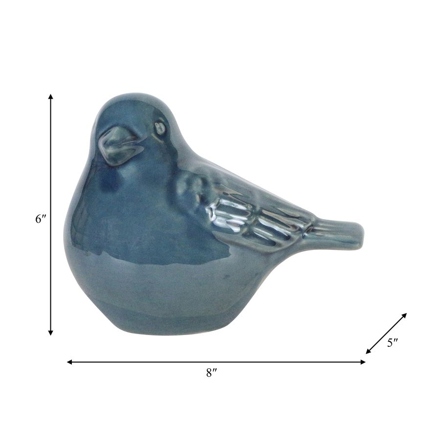 Sagebrook 8" Ceramic Bird Figurine - Turquiose