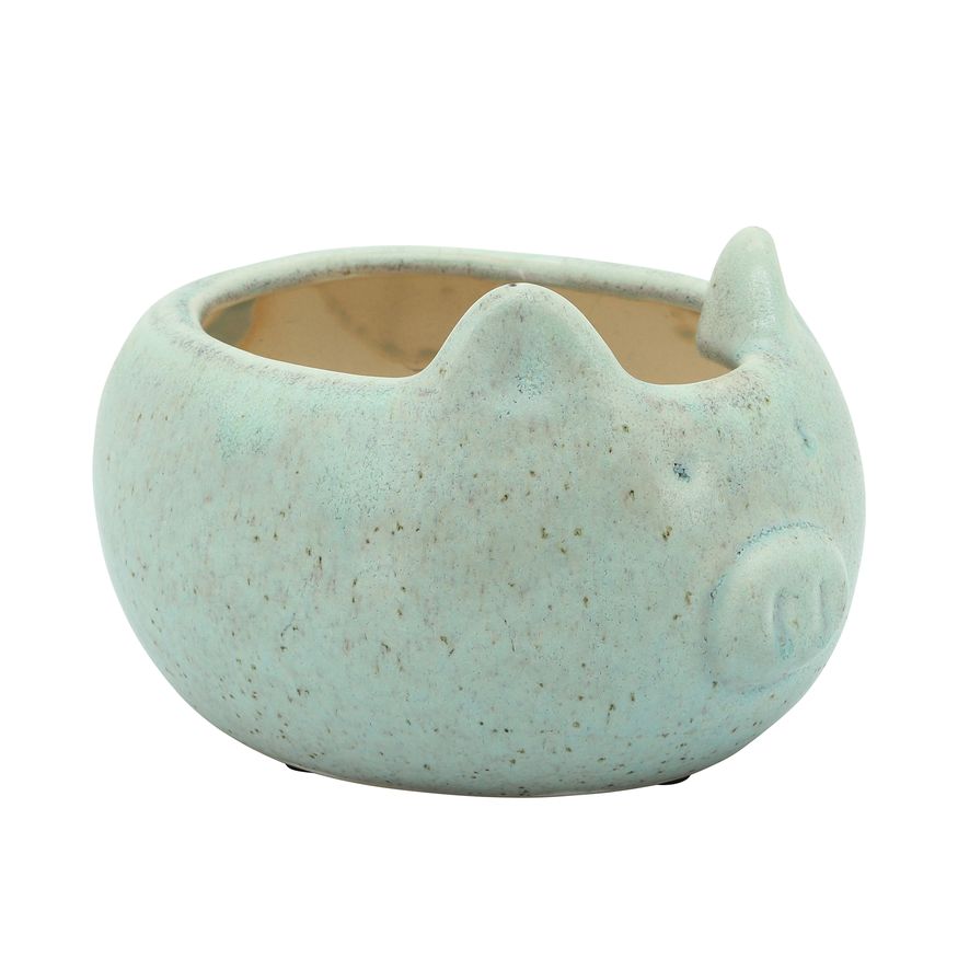 Sagebrook 7" Pig Planter - Green