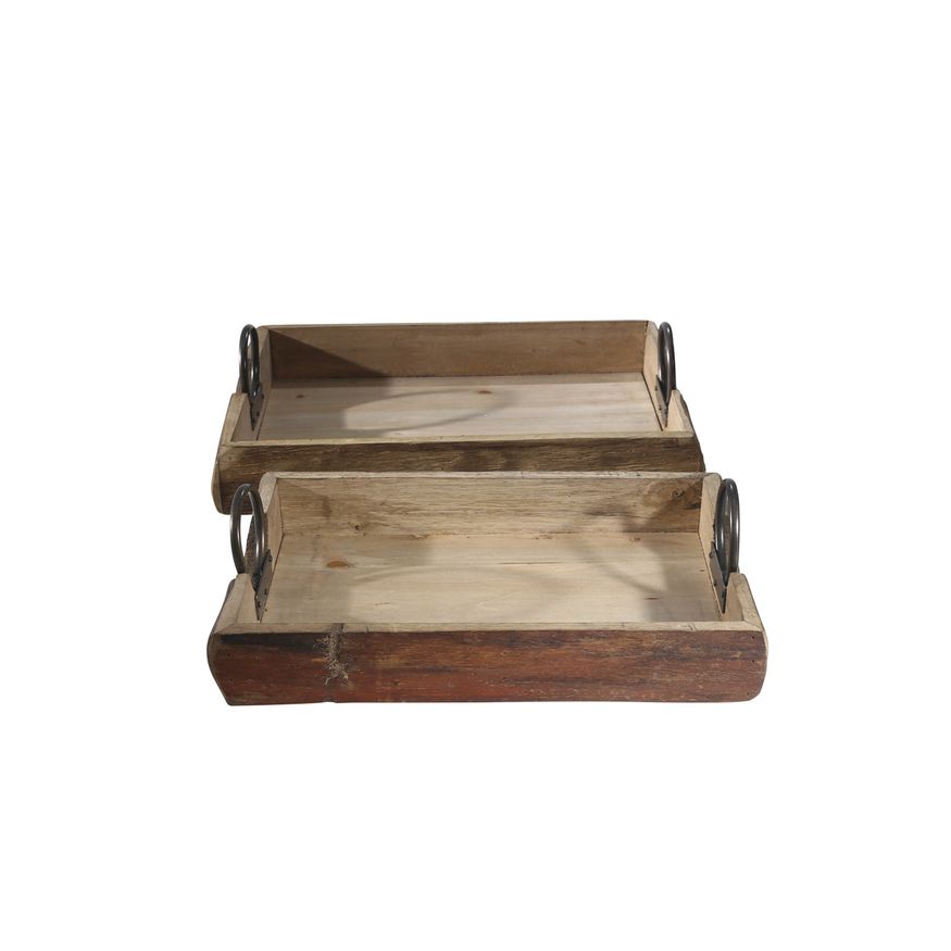 Sagebrook 19"x13"x5" Wood Trays (Set Of 2)