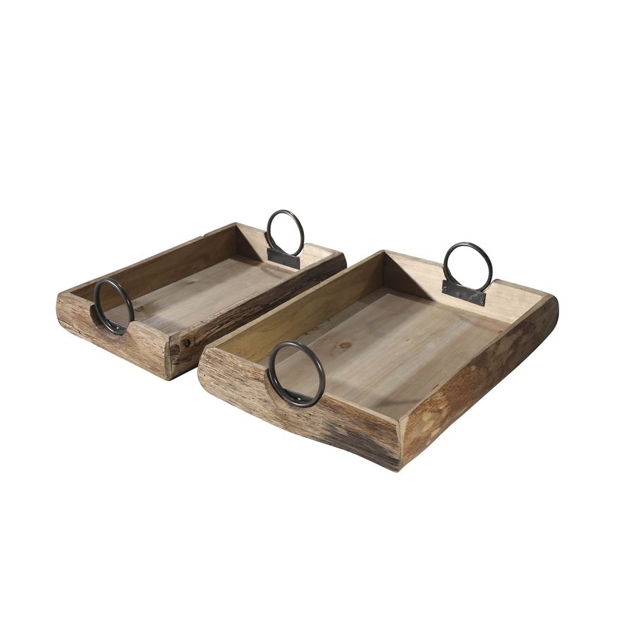 Sagebrook 19"x13"x5" Wood Trays (Set Of 2) - Brown