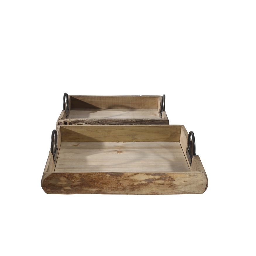 Sagebrook 19"x13"x5" Wood Trays (Set Of 2) - Brown