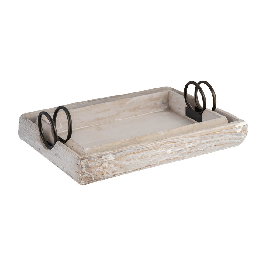 Sagebrook 19"x13"x5" Wood Trays (Set Of 2) - White