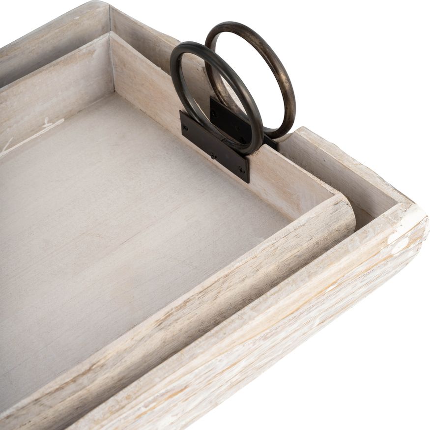 Sagebrook 19"x13"x5" Wood Trays (Set Of 2) - White