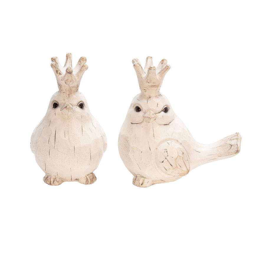 Sagebrook Resin Birds With Crowns (Set Of 2)