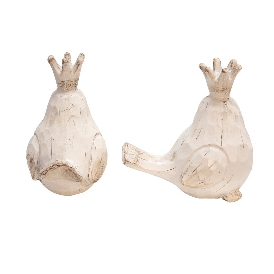 Sagebrook Resin Birds With Crowns (Set Of 2) - White